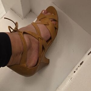 Elegant Tan Wedge Sandals